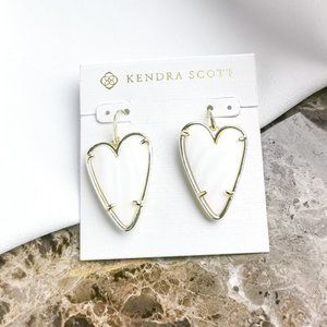 Gold Ansley Heart Ivory Pearl Drop Earrings